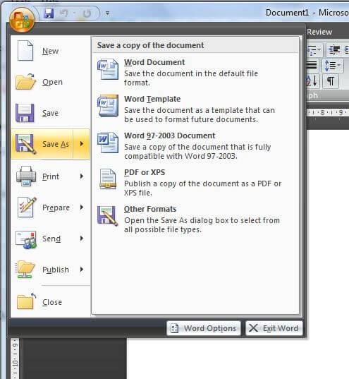 Save as PDF from Office