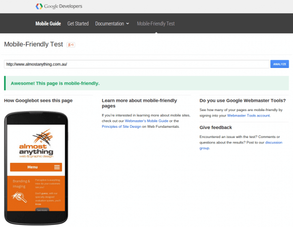 Does your website pass Google's mobile friendly test?